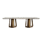 An oustanding dining table with precious marble top that defines your beautiful family gatherings. This rectangular table by Massimiliano Raggi, can be ordered with different marble tops or in Eucalyptus. The base, in bronze finished MDF, can also be orde