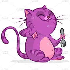 幽默,卡通,可爱的,矢量,绘画插图,猫,从容态度,小的,动物,坐