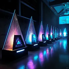 AI生成三角构成科技馆（含咒语）