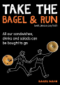 bagel shop graphics : The development of a brand and unique personality for a small chain of bagel & sandwich stores. This involved illustration, hand-lettering and copywriting. The work was done as a freelance project with Box of Frogs retail design 
