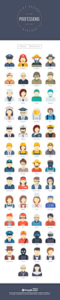 50 Free Professions Avatars in Flat Style