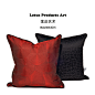 红色黑色几何缎面沙发抱枕 现代简约新古典中式靠枕 软装靠垫套-淘宝网