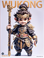 AIGC黑神话悟空超可爱IP三视图形象吉祥物