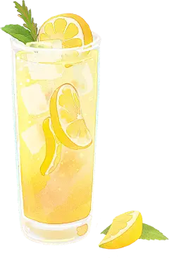 梦幻风格水彩插画贴纸-清新果茶