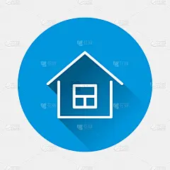 house icon on blue background flat image home