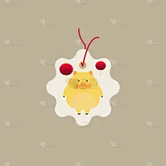 2019中国新年创意标签集。可爱的小猪迎接2019新年。中国历法中年份的象征。矢量插图卡通孤立。黄猪