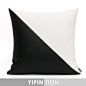 藝品|黑拼白色皮革几何拼接方枕|现代简约时尚抱枕样板房家用客厅