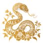 创意金色剪纸风传统十二生肖蛇金箔动物png