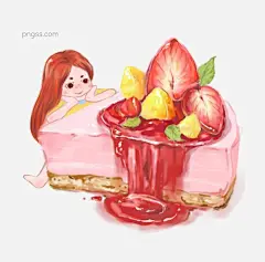 美食与可爱少女卡通主题插画草莓蛋糕图片大小4101x4053px 图片尺寸6.93 MB 来自PNG搜索网 pngss.com 免费免扣png素材下载！布丁#布丁手绘#草莓蛋糕#草莓蛋糕手绘#草团#草团手绘#灌汤包#灌汤包手绘#汉堡#汉堡手绘#卡通手绘#拉面#拉面手绘#