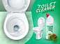 Realistic toilet and cleaner gel poster Free Vector