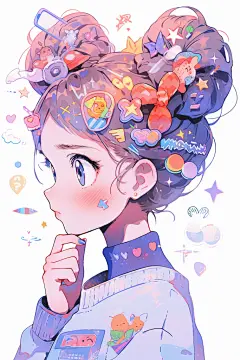 珊瑚色夏日扁平风多巴胺女孩穿搭人物插画