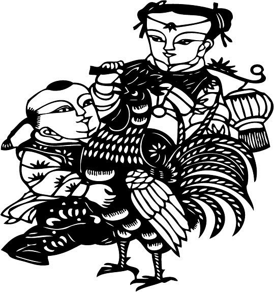 72传统人物剪纸图案