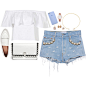 A fashion look from May 2016 featuring white top, blue shorts and vegan shoes. Browse and shop related looks.