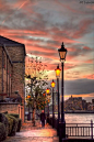 visitheworld:        Evening lights on Deptford Pier, London, England