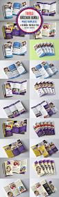 学校教育机构三折页宣传册模板 School Trifold Brochure Bundle