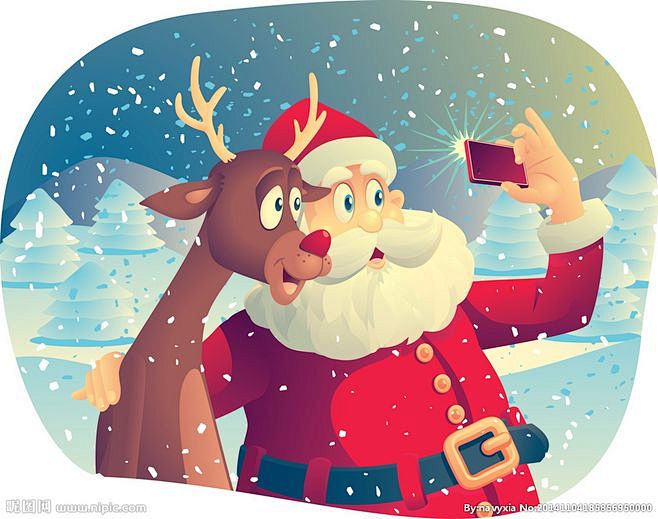 圣诞小麋鹿被圣诞老人图片