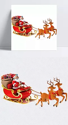 立体驾雪橇的圣诞老人动漫人物|动漫人物,动漫人物元素,动植物元素,免抠元素