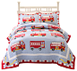 Cotton Fire Truck Twin Quilt With Pillow Sham contemporary-kids-bedding