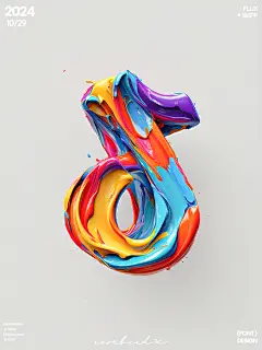3D立体油漆字抖音logo自由舞潮18字体设计