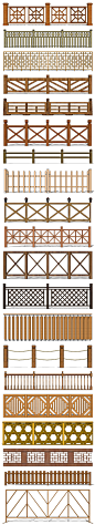 竹篱笆院墙木质栏杆su模型