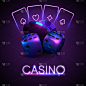 Neon color light casino banner