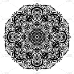 曼荼罗圆涂色书。装饰饰品。不寻常的花的形状。东方向量，抗压力治疗模式。织设计元素。瑜伽标志向量。