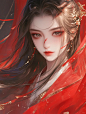 古风战损红衣女子插画头像｜A090 - 小红书