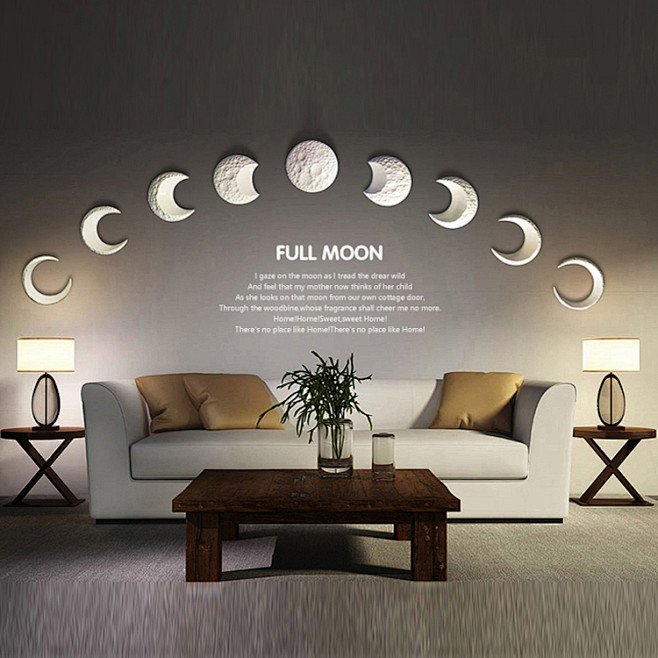 创意沙发背景墙立体月亮陶瓷壁饰墙饰壁挂 ...