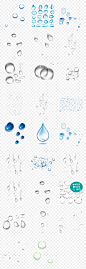 创意蓝色透明水珠水滴雨水下雨天气广告素材