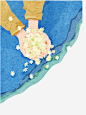 插画_新图网 https://ixintu.com 菊花 手掌 蓝色