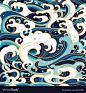 Marine seamless pattern with water waves Vector Image , #Aff, #pattern, #seamless, #Marine, #water #AD