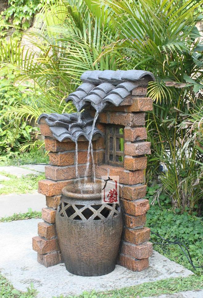 欧式创意田园流水罐喷泉摆设花园阳台庭院装...