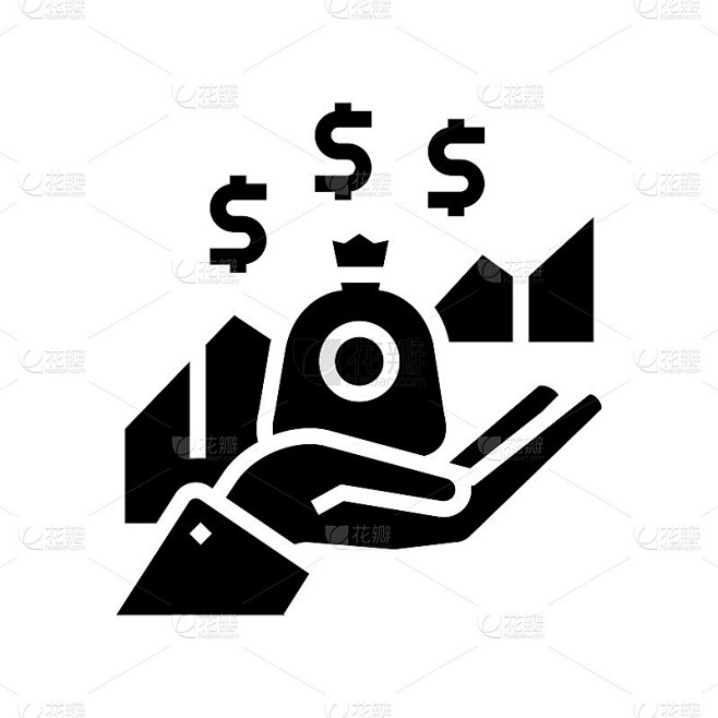 增长红利百分比字形图标矢量插图