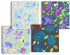 绚丽紫色的水彩花卉背景纹理 Watercolor Floral Pattern Purple-设计元素-美工云(meigongyun.com)