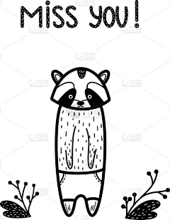 可爱的,浣熊,贺卡,请柬,壁纸,模板,动物,失败,问候,爱