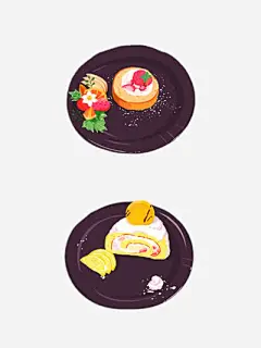 卡通美食免抠素材_新图网 https://ixintu.com 手绘 插画 紫色盘子 美食