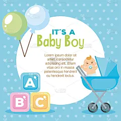 baby shower card with set items
