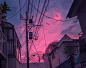 Sunset, Astrid Castle : Heavily inspired by one of Liam Wong's amazing pictures; love these wire posts and sunsets :)