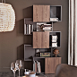 piquant | bookcases : piquant | bookcases - Bookshelves container with embossed white (GF71) or graphite (GF69) MDF frame, sliding doors in embossed white (GF71), graphite (GF69), grey (GF30), Canaletto walnut (NC) or natural oak (RN) MDF. Max capacity: 6