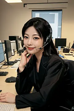 呼叫中心女性客服人物肖像摄影图