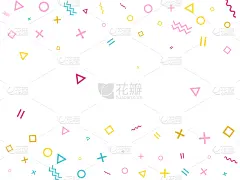 几何形状,五彩纸屑,孟菲斯风格,白色,分离着色,黄色,粉色,黄金,庆祝,飞