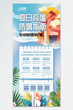 大气简洁三伏天夏季防暑降温高温补贴海报