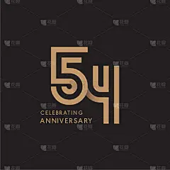 54周年庆典标志用现代数字金色庆祝