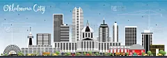 俄克拉荷马城,城市天际线,建筑外部,灰色,旅途,商务,云,鸟类,建筑,天空