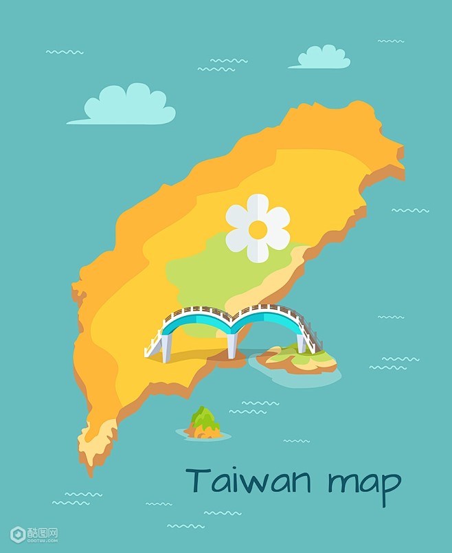 台湾旅游 卡通地图-旅游出行-插画图形素...