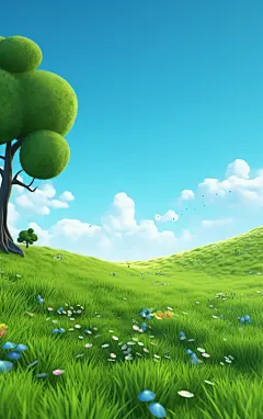 草地蓝天白云壁纸