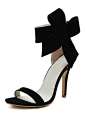 Black With Bow Back Zipper High Heeled Sandals -SheIn(Sheinside)  