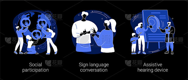 社会参与抽象概念矢量插图。 