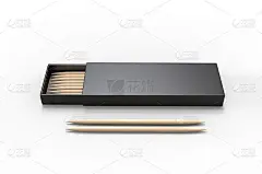 牙签抽屉纸盒商标。3 d渲染插图。