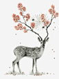手绘水彩树木蜘蛛麋鹿免抠png素材_新图网ixintu.com